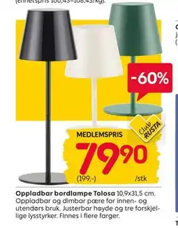 Rusta Oppladbar bordlampe Tolosa, Medlemspris tilbud