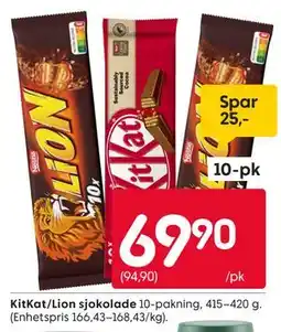 Rusta KitKat/Lion sjokolade tilbud
