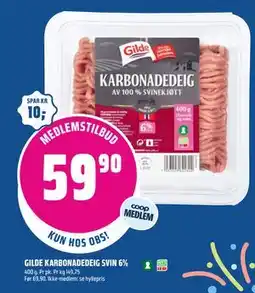 Coop Obs GILDE KARBONADEDEIG SVIN 6%, Medlemspris tilbud