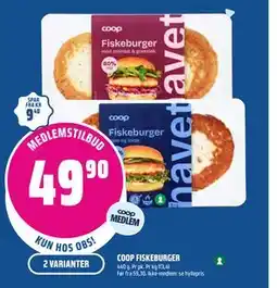 Coop Obs COOP FISKEBURGER, Medlemspris tilbud