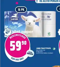 Coop Obs LAMBI TOALETTPAPIR, Medlemspris tilbud
