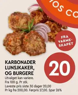 Coop Mega KARBONADER LUNSJKAKER, OG BURGERE tilbud