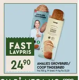 Coop Mega AMALIES GROVBRØD/ COOP TINDEBRØD tilbud