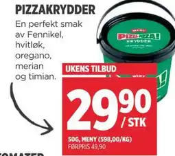 Meny PIZZAKRYDDER tilbud