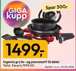 Gigaboks Ingenio gryte- og pannesett 16 deler tilbud