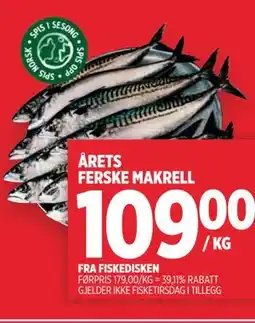 Meny ÅRETS FERSKE MAKRELL tilbud
