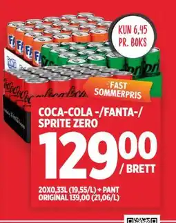 Meny COCA-COLA -/FANTA-/ SPRITE ZERO tilbud