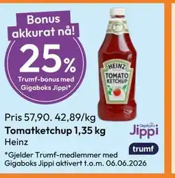 Gigaboks Tomatketchup 1,35 kg tilbud