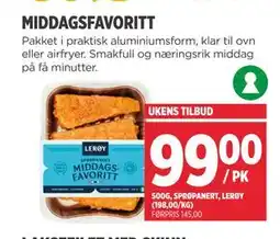 Meny MIDDAGSFAVORITT tilbud