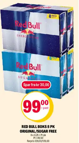 Coop Extra RED BULL Boks 8 pk original/sugar free tilbud