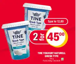 Coop Extra TINE Yoghurt naturell gresk type tilbud