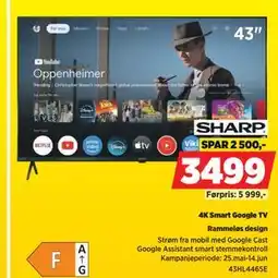 POWER SHARP 43 4K Smart Google TV tilbud