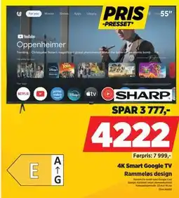 POWER SHARP 55 4K Smart Google TV tilbud