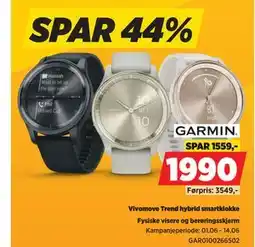 POWER Garmin Vivomove Trend hybrid smartklokke tilbud
