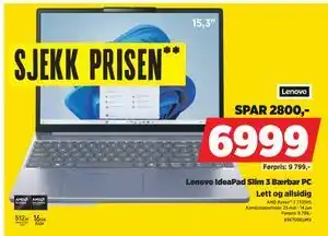 POWER Lenovo IdeaPad Slim 3 Bærbar PC tilbud
