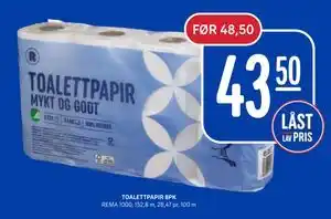 Rema 1000 TOALETTPAPIR 8PK tilbud