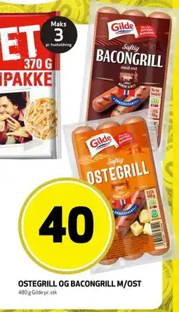 Bunnpris OSTEGRILL OG BACONGRILL M/OST tilbud