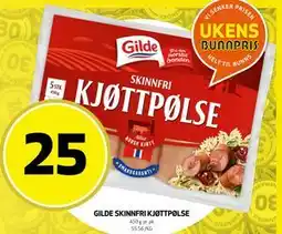 Bunnpris GILDE SKINNFRI KJØTTPØLSE tilbud