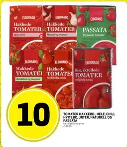 Bunnpris TOMATER HAKKEDE-, HELE, CHILI, HVITLØK, URTER, NATURELL OG PASSATA tilbud