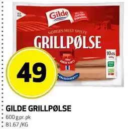 Bunnpris GILDE GRILLPØLSE tilbud