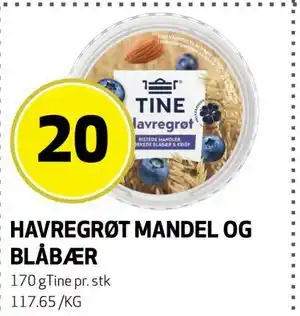 Bunnpris HAVREGRØT MANDEL OG BLÅBÆR tilbud