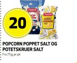 Bunnpris POPCORN POPPET SALT OG POTETSKRUER SALT tilbud
