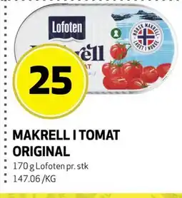 Bunnpris MAKRELL I TOMAT ORIGINAL tilbud