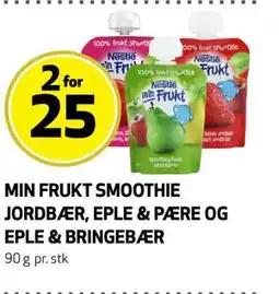 Bunnpris MIN FRUKT SMOOTHIE JORDBÆR, EPLE & PÆRE OG EPLE & BRINGEBÆR tilbud