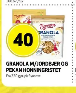 Bunnpris GRANOLA M/JORDBÆR OG PEKAN HONNINGRISTET tilbud