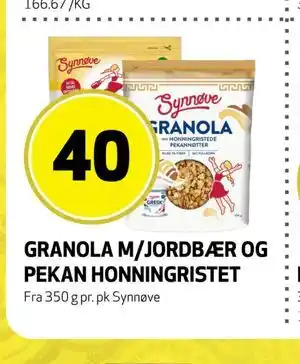 Bunnpris GRANOLA M/JORDBÆR OG PEKAN HONNINGRISTET tilbud