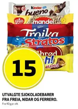 Bunnpris UTVALGTE SJOKOLADEBARER FRA FREIA, NIDAR OG FERRERO tilbud
