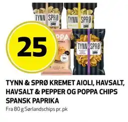 Bunnpris TYNN & SPRØ KREMET AIOLI, HAVSALT, HAVSALT & PEPPER OG POPPA CHIPS SPANSK PAPRIKA tilbud