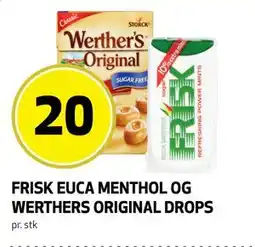 Bunnpris FRISK EUCA MENTHOL OG WERTHERS ORIGINAL DROPS tilbud