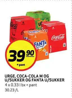 Bunnpris URGE, COCA-COLA M OG U/SUKKER OG FANTA U/SUKKER tilbud