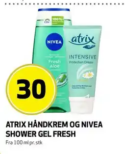Bunnpris ATRIX HÅNDKREM OG NIVEA SHOWER GEL FRESH tilbud