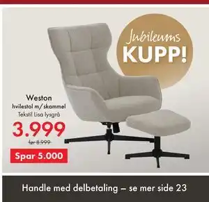 Weston hvilestol m/skammel