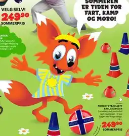 Lekia NORGE FOTBALLSETT BALL & KJEGLER tilbud