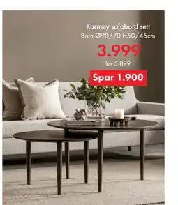 Fagmøbler Karmøy sofabord sett tilbud