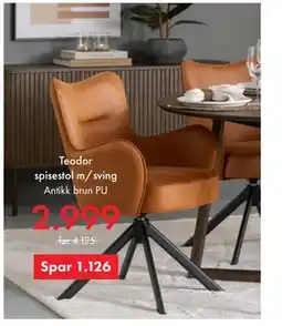 Fagmøbler Teodor spisestol m/sving tilbud