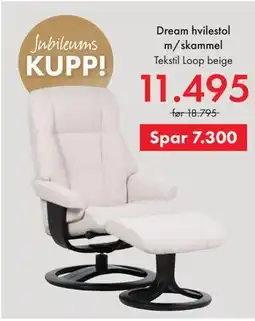 Fagmøbler Dream hvilestol m/skammel tilbud
