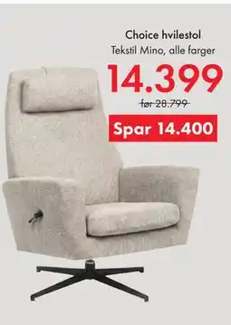 Fagmøbler Choice hvilestol tilbud