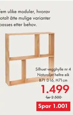 Fagmøbler Silhuet vegghylle nr 4 tilbud
