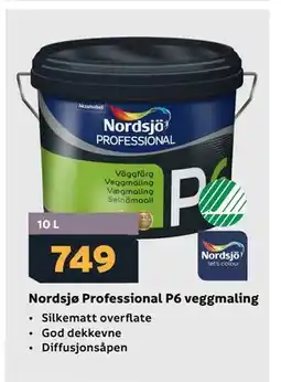 Megaflis Nordsjø Professional P6 veggmaling tilbud