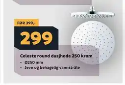 Megaflis Celeste round dusjhode 250 krom tilbud