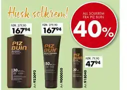 Sparkjøp ALL SOLKREM FRA PIZ BUIN 40% tilbud