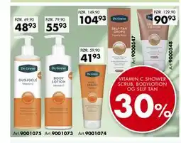Sparkjøp VITAMIN C SHOWER SCRUB, BODYLOTION OG SELF TAN 30% tilbud