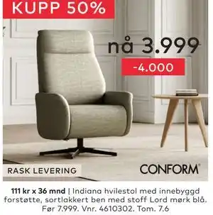 Skeidar Indiana hvilestol tilbud