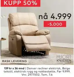 Skeidar Denver recliner elektrisk tilbud