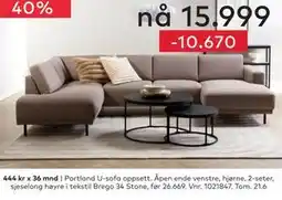 Skeidar Portland U-sofa oppsett tilbud