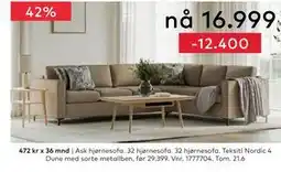 Skeidar Ask hjørnesofa tilbud